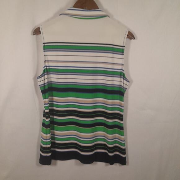 Tommy Hilfiger Striped Polo Style Tank Top Women L Normcore Preppy Classic - Picture 2 of 9